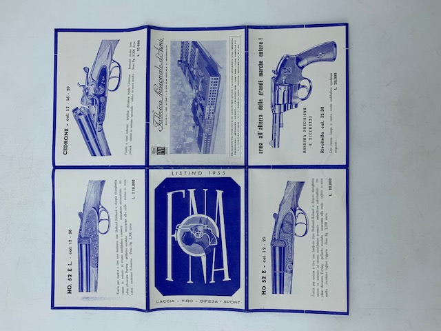 FNA. Fabbrica Nazionale d'Armi, Brescia. Listino 1955 (pieghevole pubblicitario)